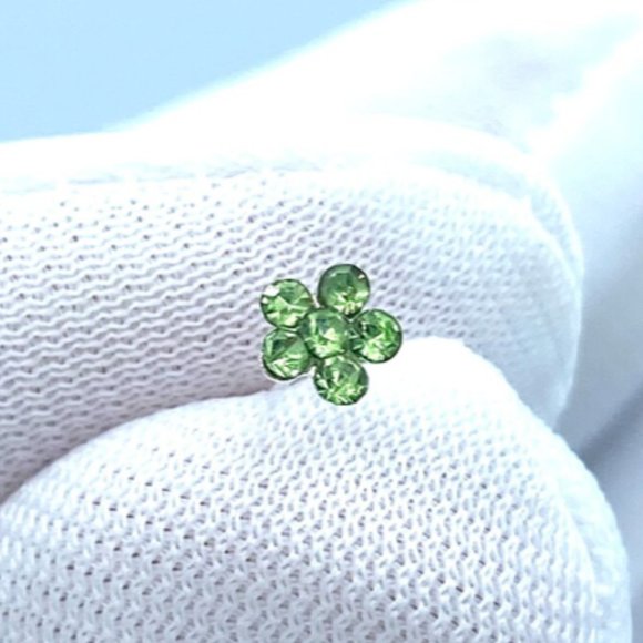 Tiny 4mm Color Flower Cubic Zirconia Silver Nose Pin Nose Ring Nose Stud Nose - Picture 3 of 5